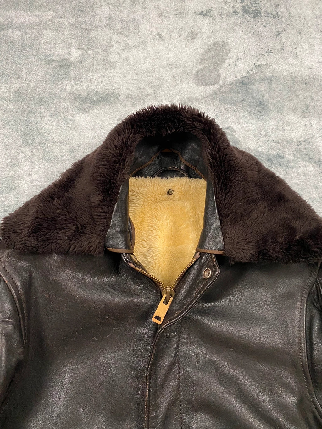 Exclusive 1970s G-1 Leather Flight Jacket in natural brown genuine leather Size M