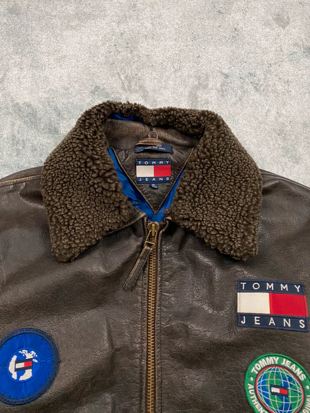 Tommy Hilfiger Aviator Genuine Leather Jacket Size XL