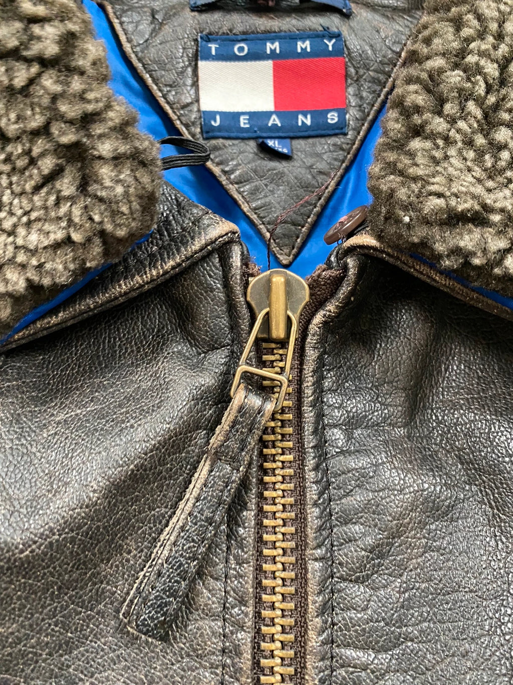 Tommy Hilfiger Aviator Genuine Leather Jacket Size XL