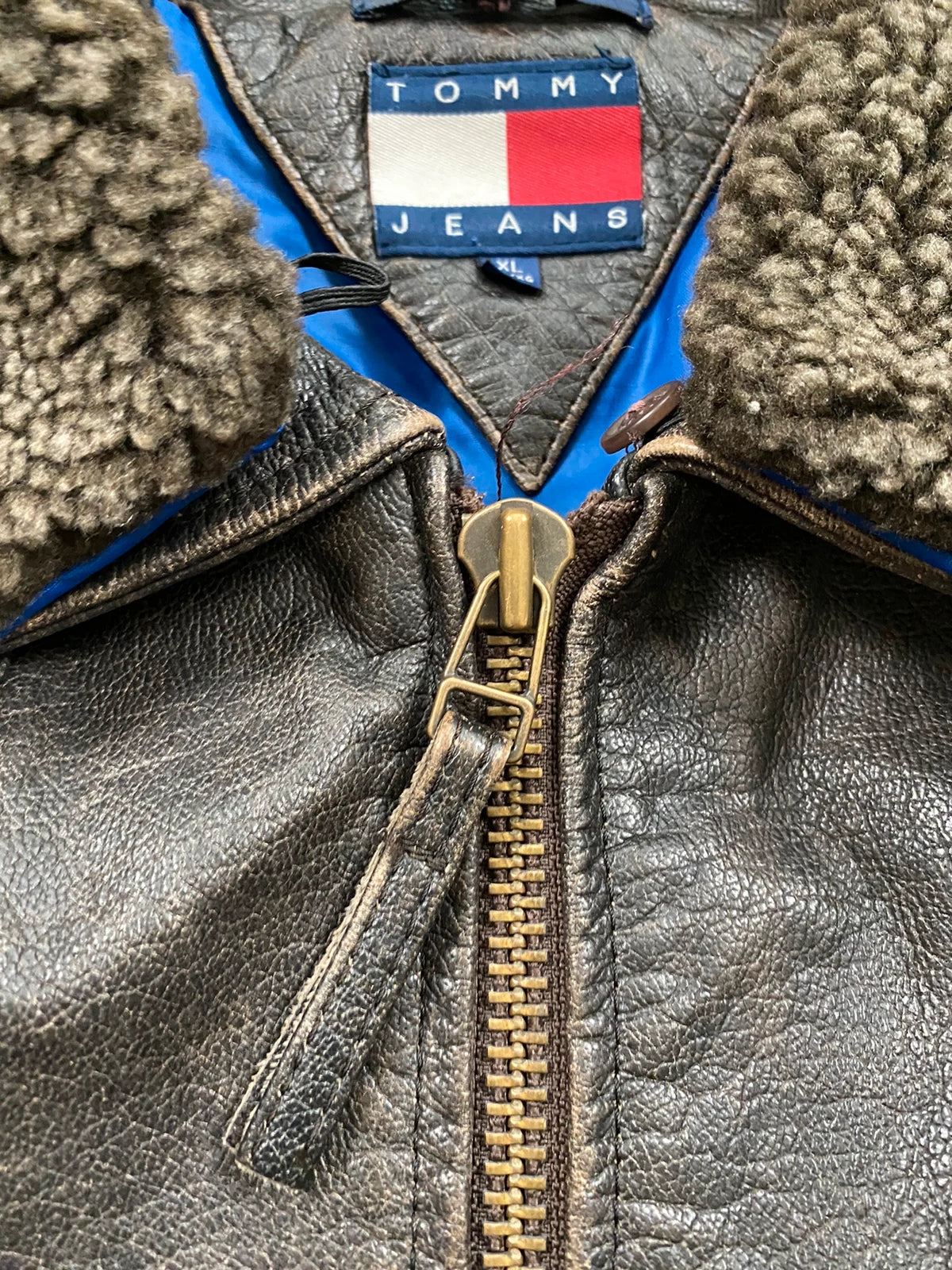 Tommy Hilfiger Aviator Genuine Leather Jacket Size XL