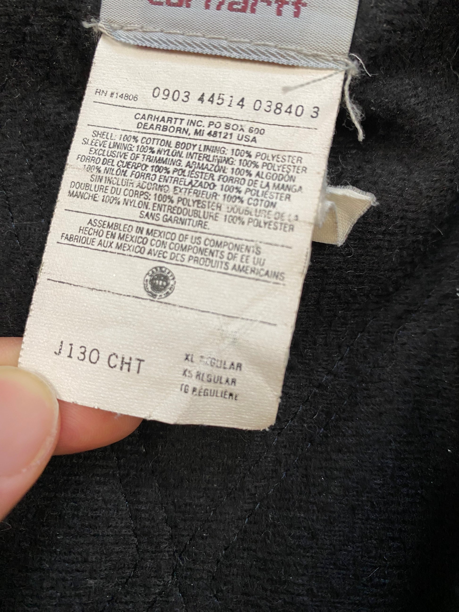 Carhartt Vintage Active Jacket J130 CHT Size XL