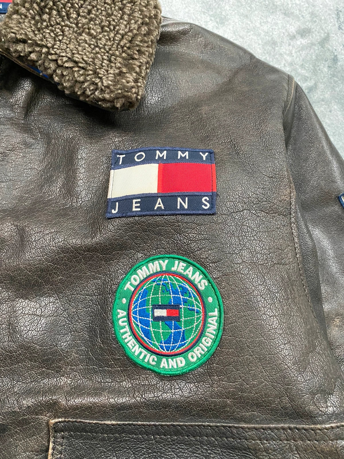 Tommy Hilfiger Aviator Genuine Leather Jacket Size XL