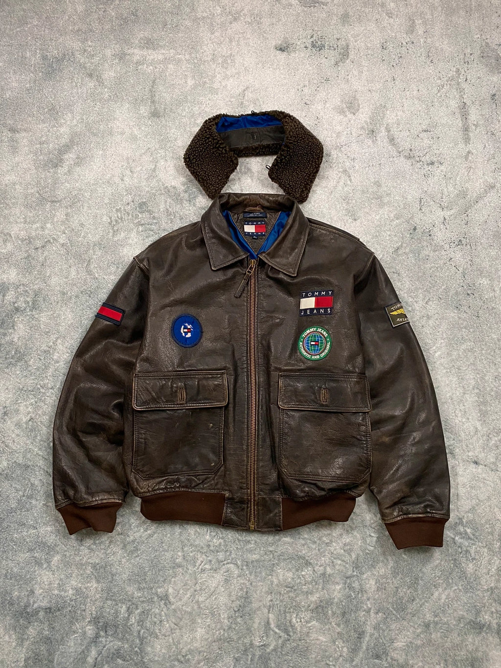 Tommy Hilfiger Aviator Genuine Leather Jacket Size XL