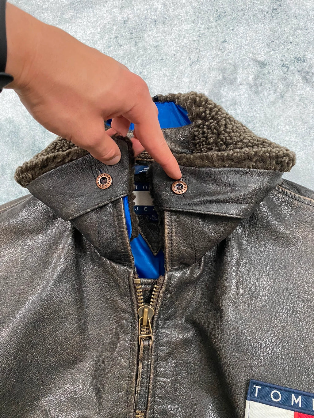 Tommy Hilfiger Aviator Genuine Leather Jacket Size XL
