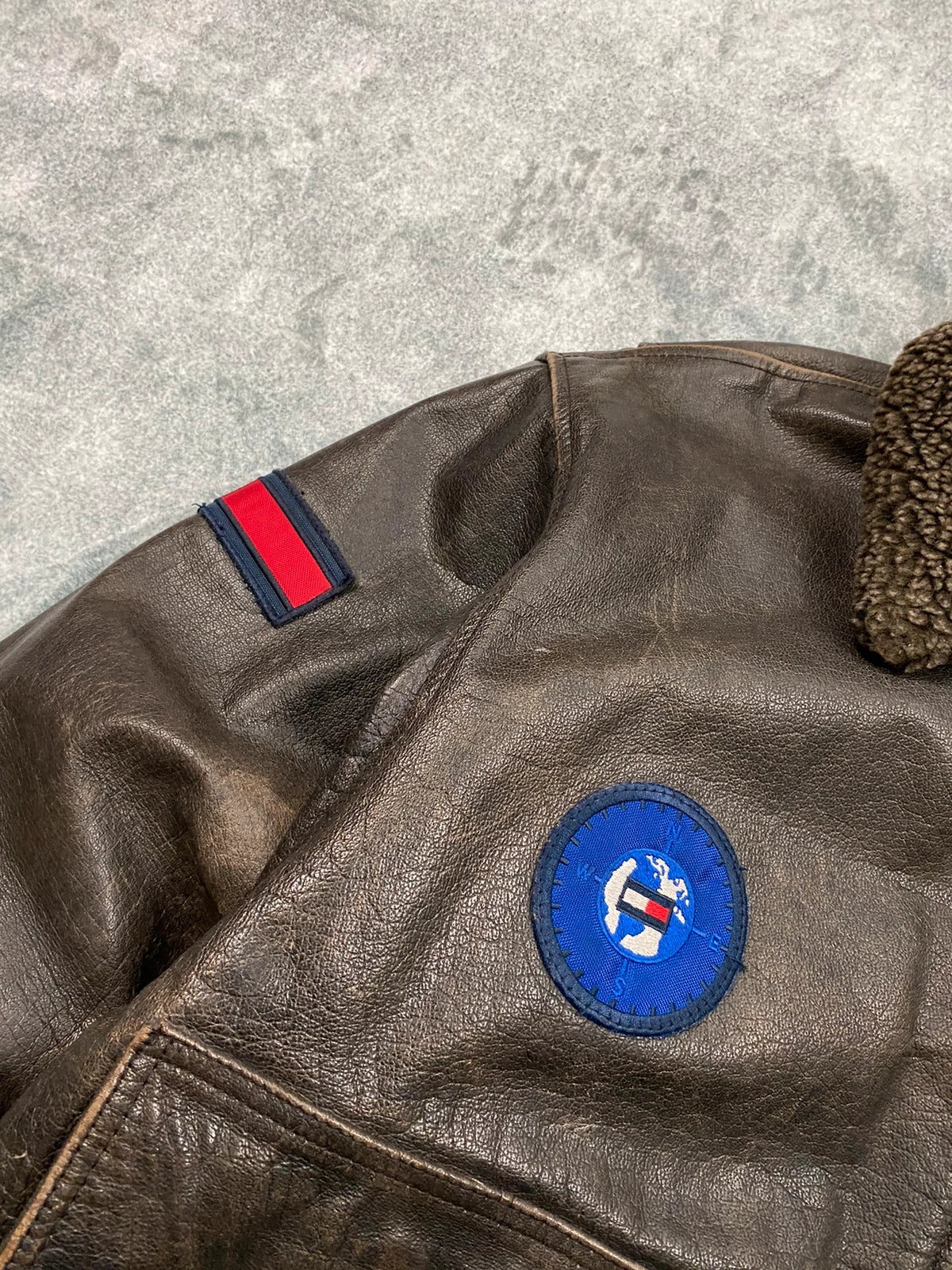 Tommy Hilfiger Aviator Genuine Leather Jacket Size XL