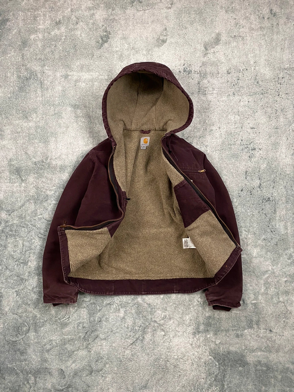 Carhartt Sierra Jacket WJ141 – Vintage – Burgundy – Fleece Lined – Boxy Fit – Women’s Size M