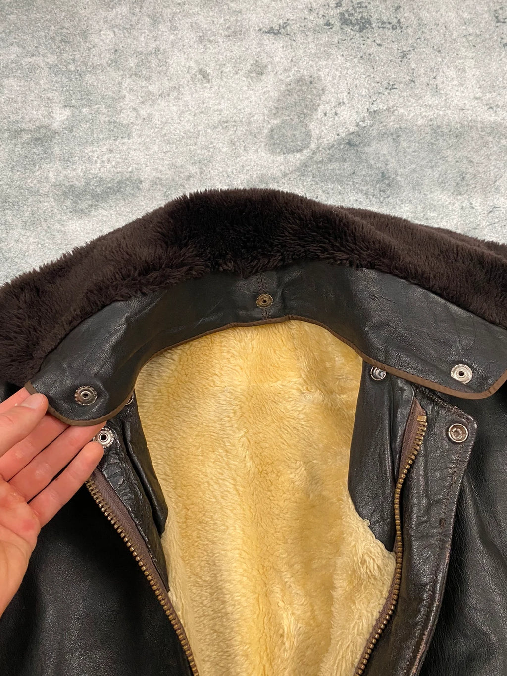 Exclusive 1970s G-1 Leather Flight Jacket in natural brown genuine leather Size M
