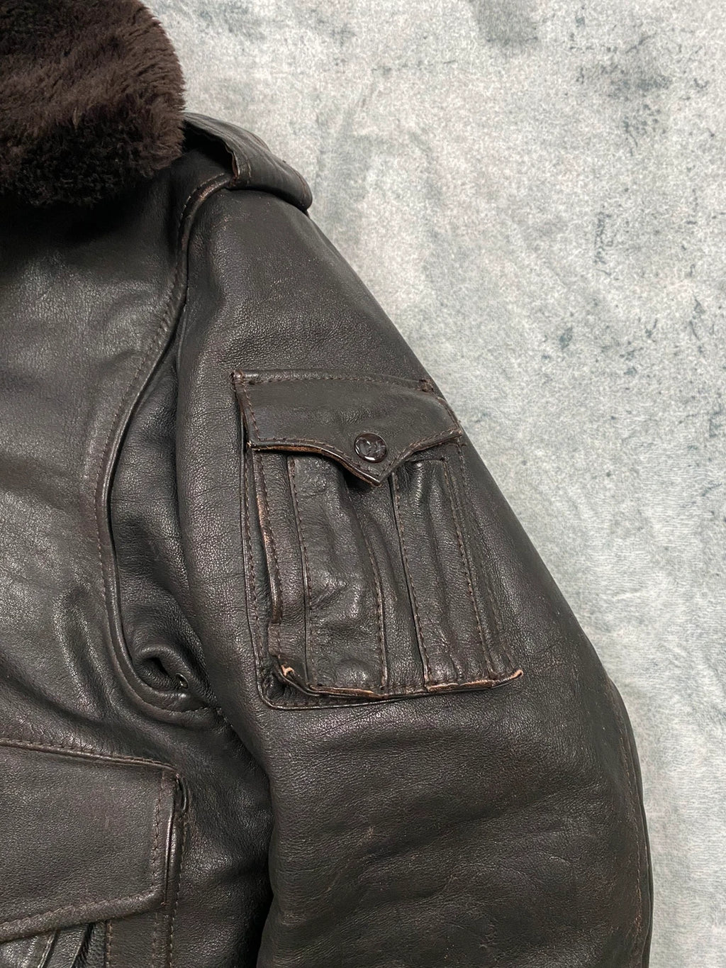 Exclusive 1970s G-1 Leather Flight Jacket in natural brown genuine leather Size M