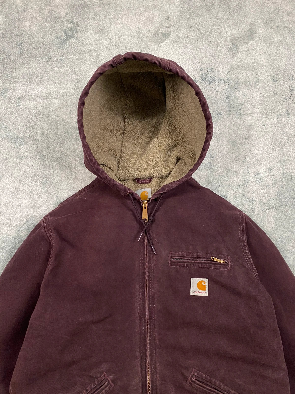 Carhartt Sierra Jacket WJ141 – Vintage – Burgundy – Fleece Lined – Boxy Fit – Women’s Size M