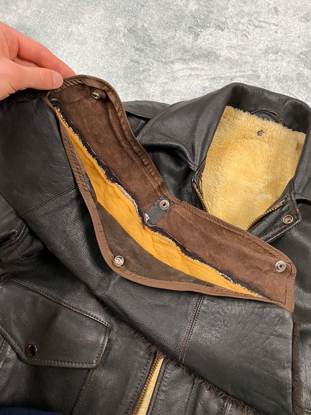 Exclusive 1970s G-1 Leather Flight Jacket in natural brown genuine leather Size M