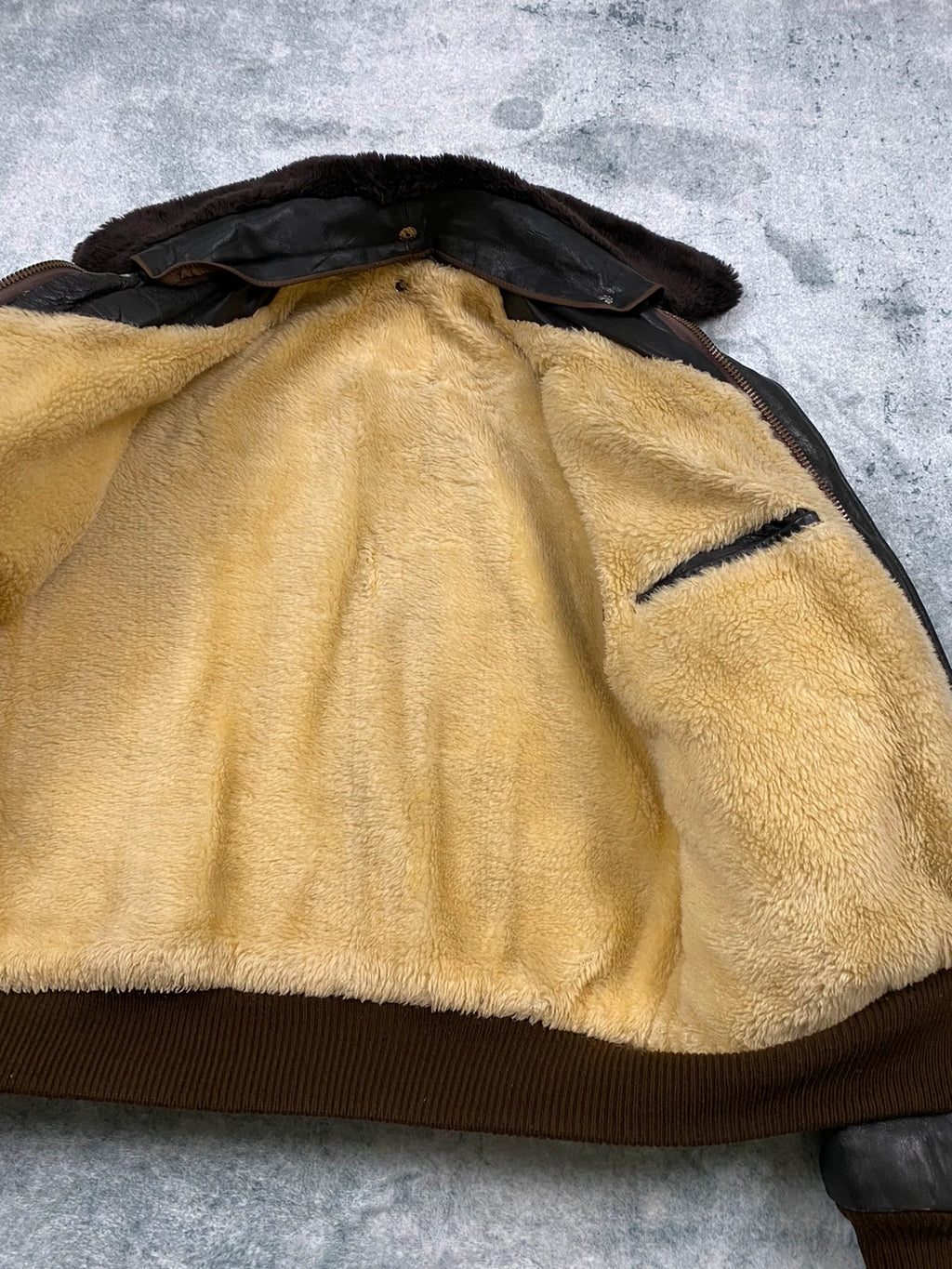 Exclusive 1970s G-1 Leather Flight Jacket in natural brown genuine leather Size M