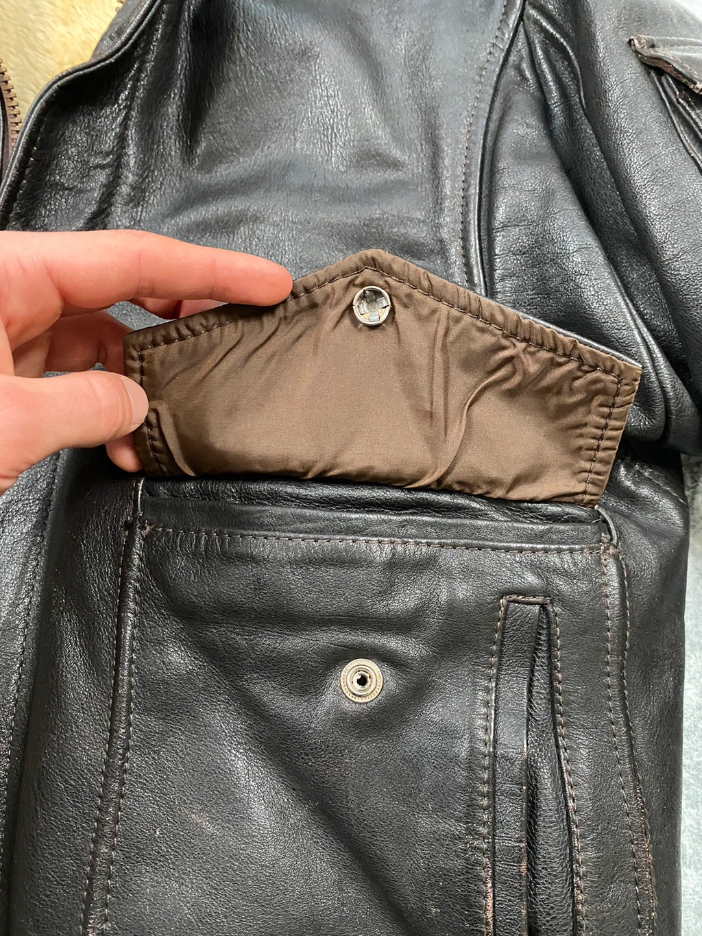 Exclusive 1970s G-1 Leather Flight Jacket in natural brown genuine leather Size M