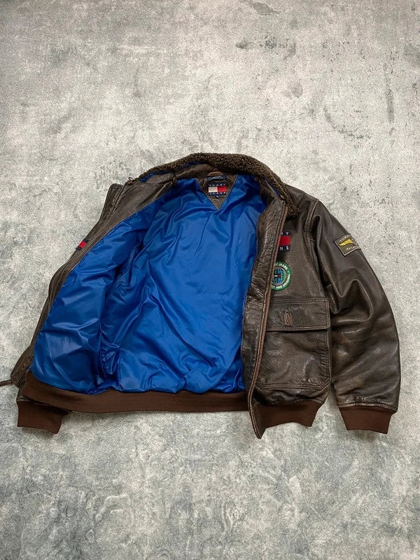 Tommy Hilfiger Aviator Genuine Leather Jacket Size XL