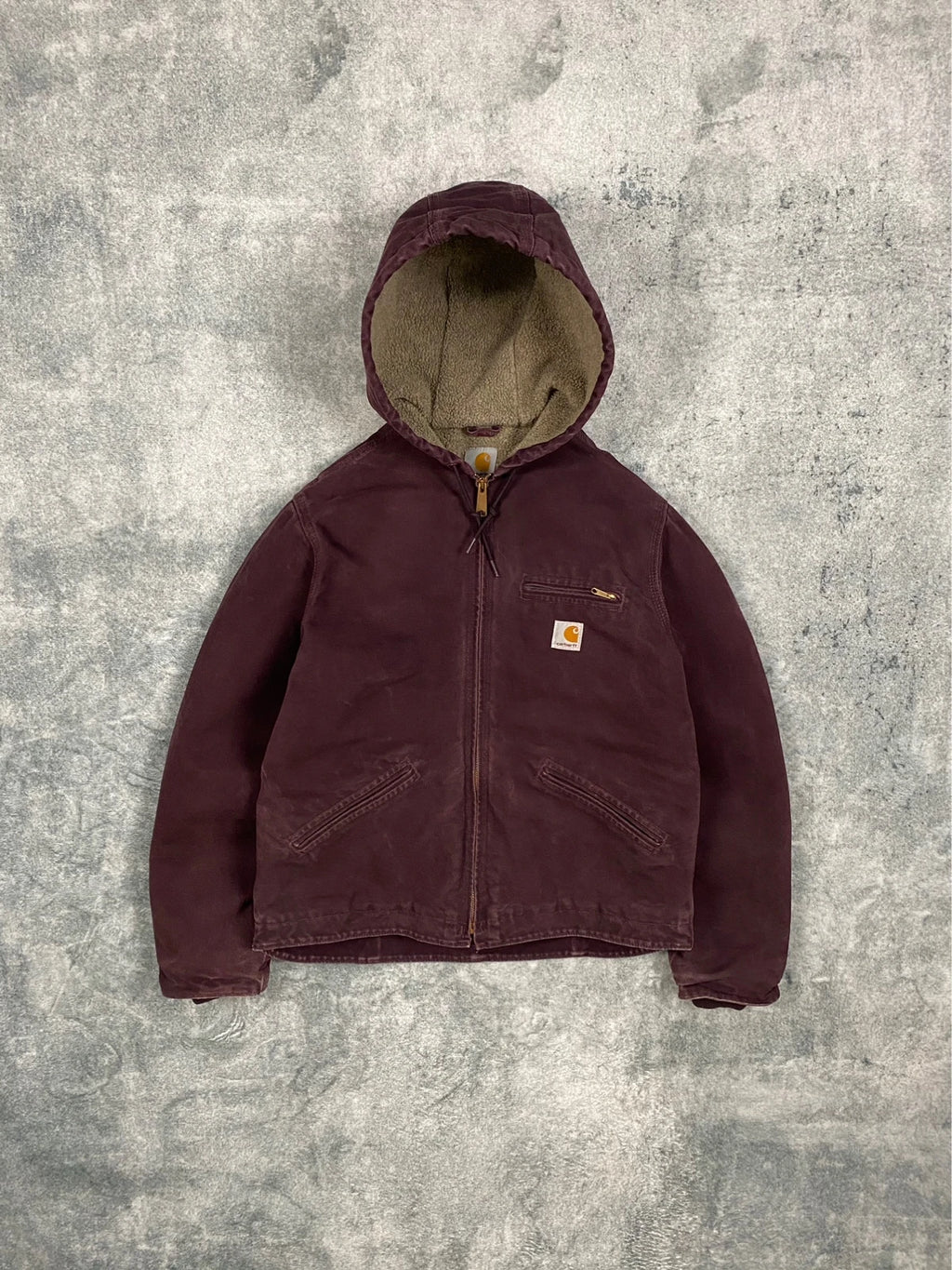 Carhartt Sierra Jacket WJ141 – Vintage – Burgundy – Fleece Lined – Boxy Fit – Women’s Size M