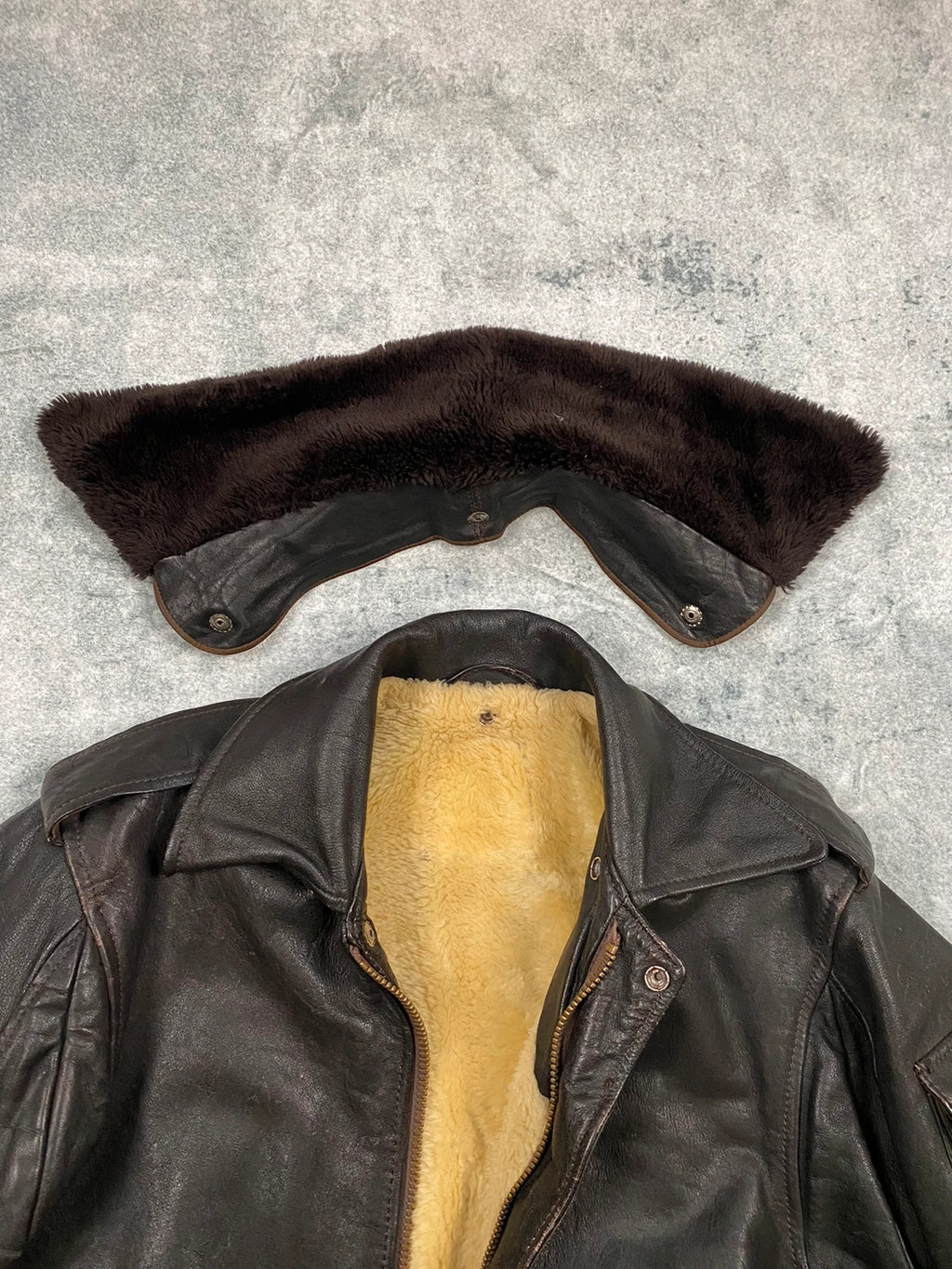 Exclusive 1970s G-1 Leather Flight Jacket in natural brown genuine leather Size M