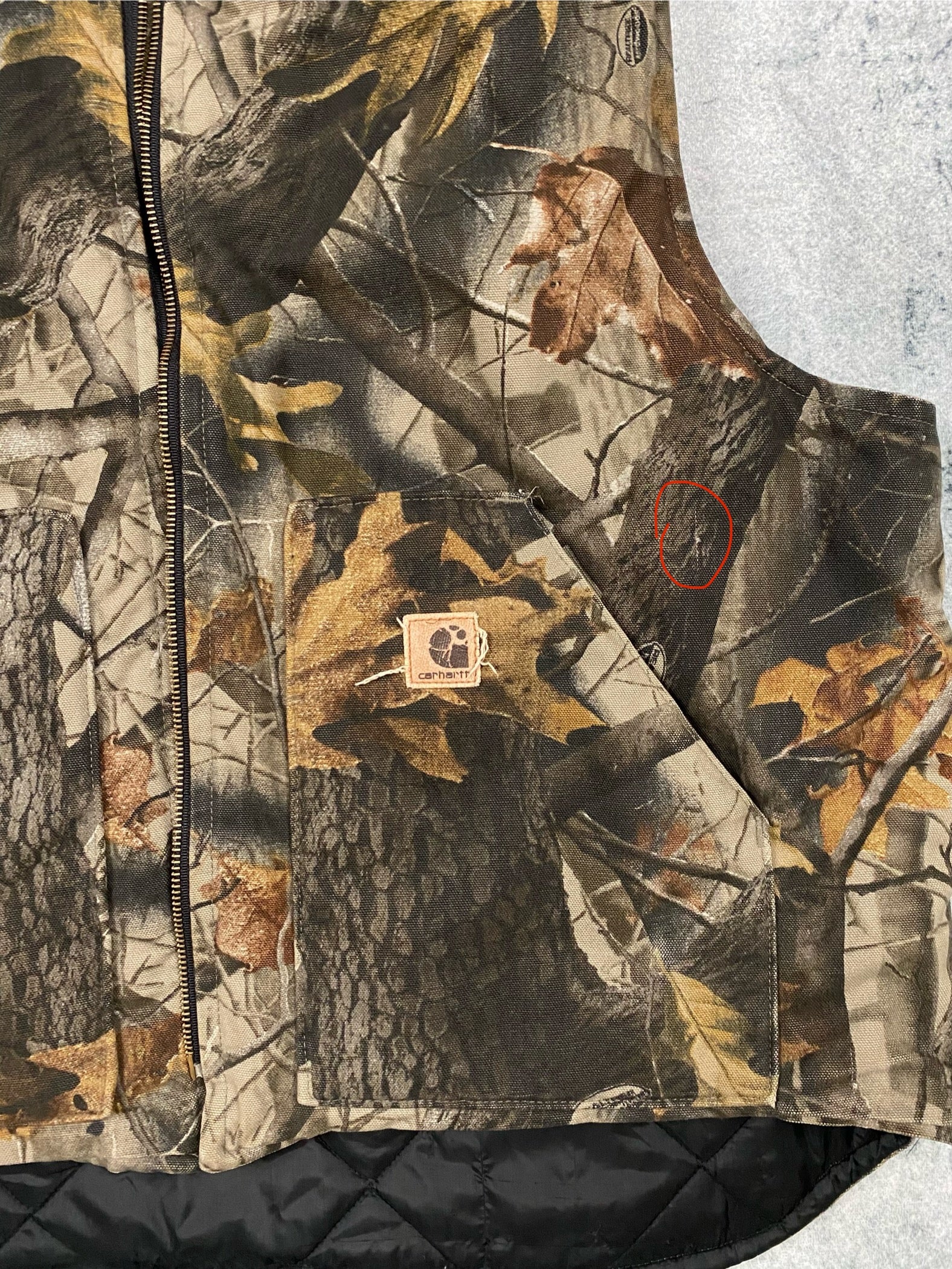 Carhartt x Realtree Camo Vest Vintage Quilted Lined Boxy Fit Size XL