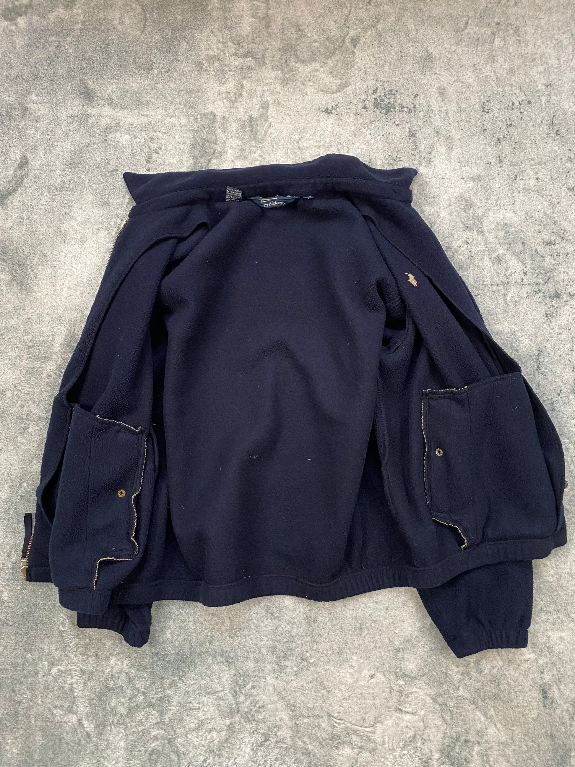 Polo Ralph Lauren Vintage Fleece Harrington Jacket Navy Blue Size L