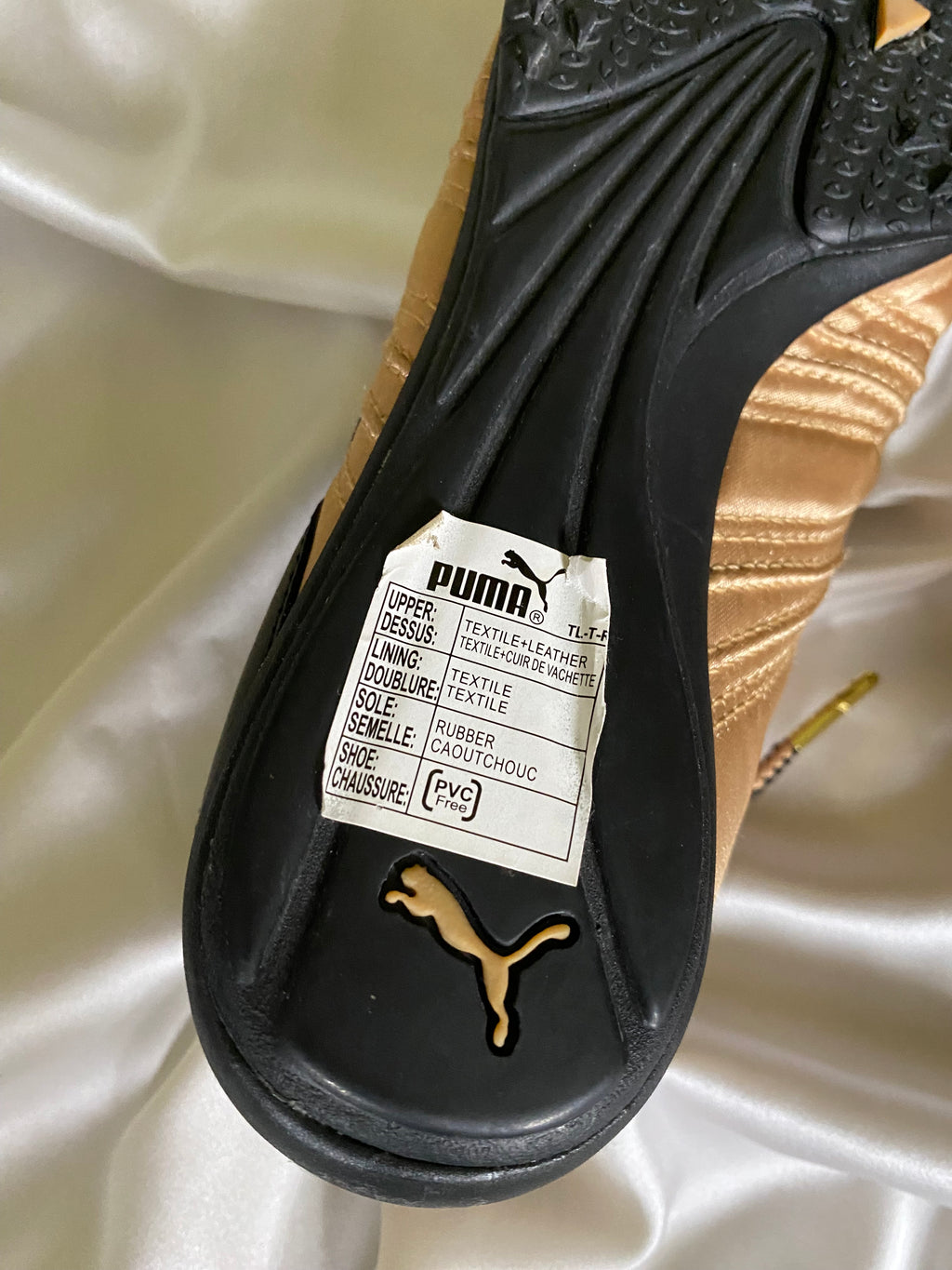Golden Quilted PUMA speedcat – Size EU 38 – New Without Tags