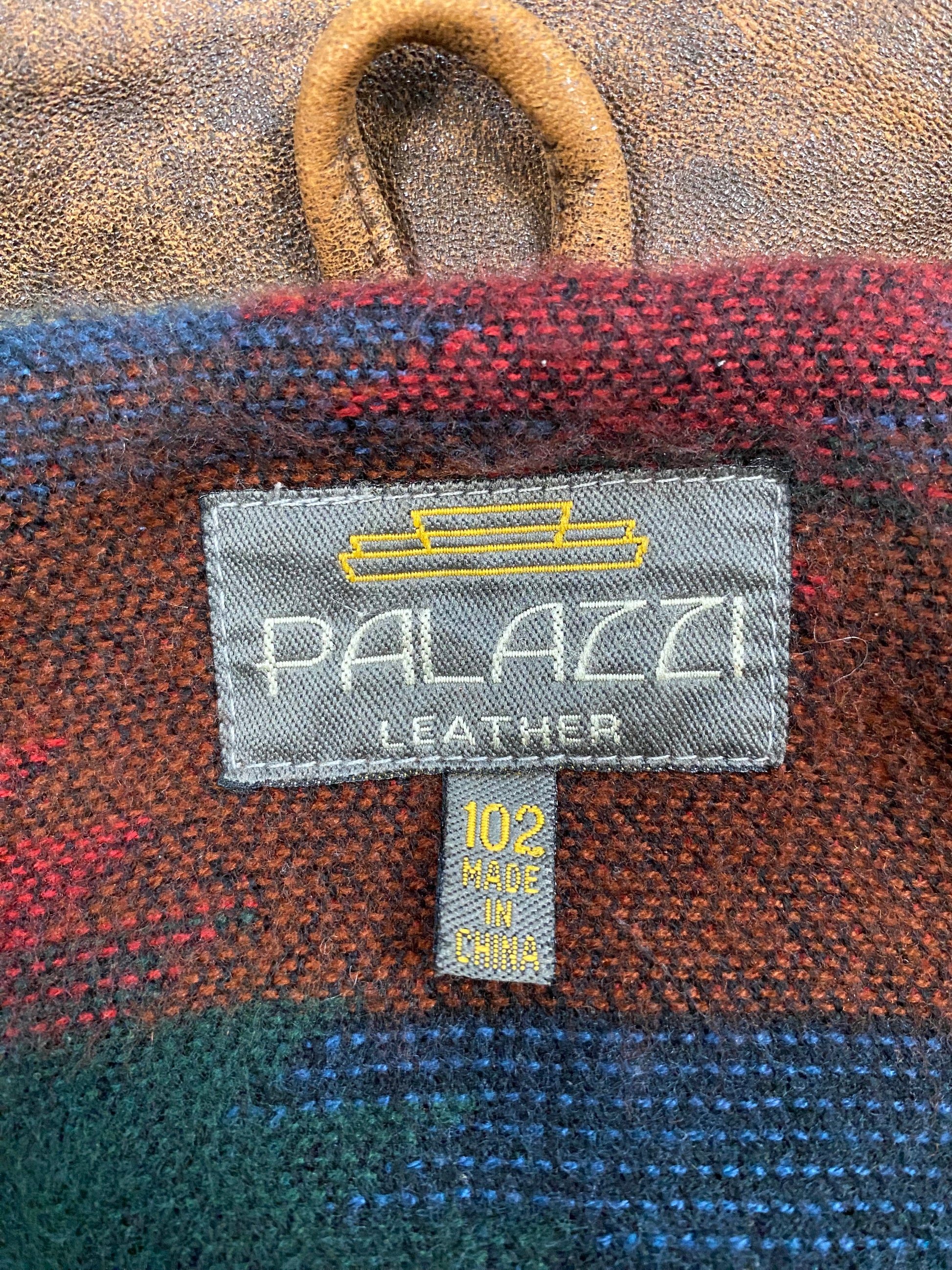 Vintage Real Leather Brown Jacket Bomber Aztec Lined  Size L