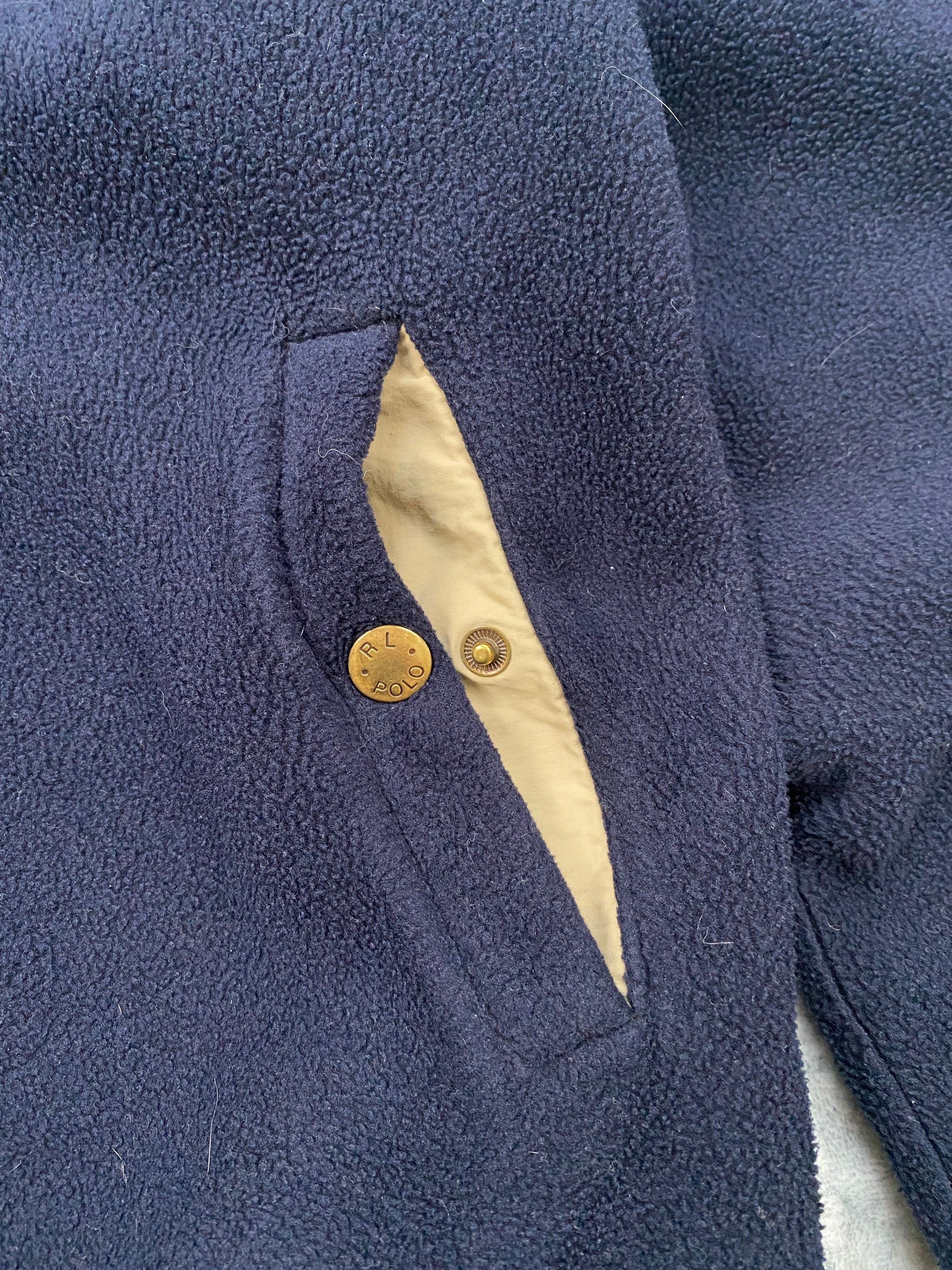 Polo Ralph Lauren Vintage Fleece Harrington Jacket Navy Blue Size L