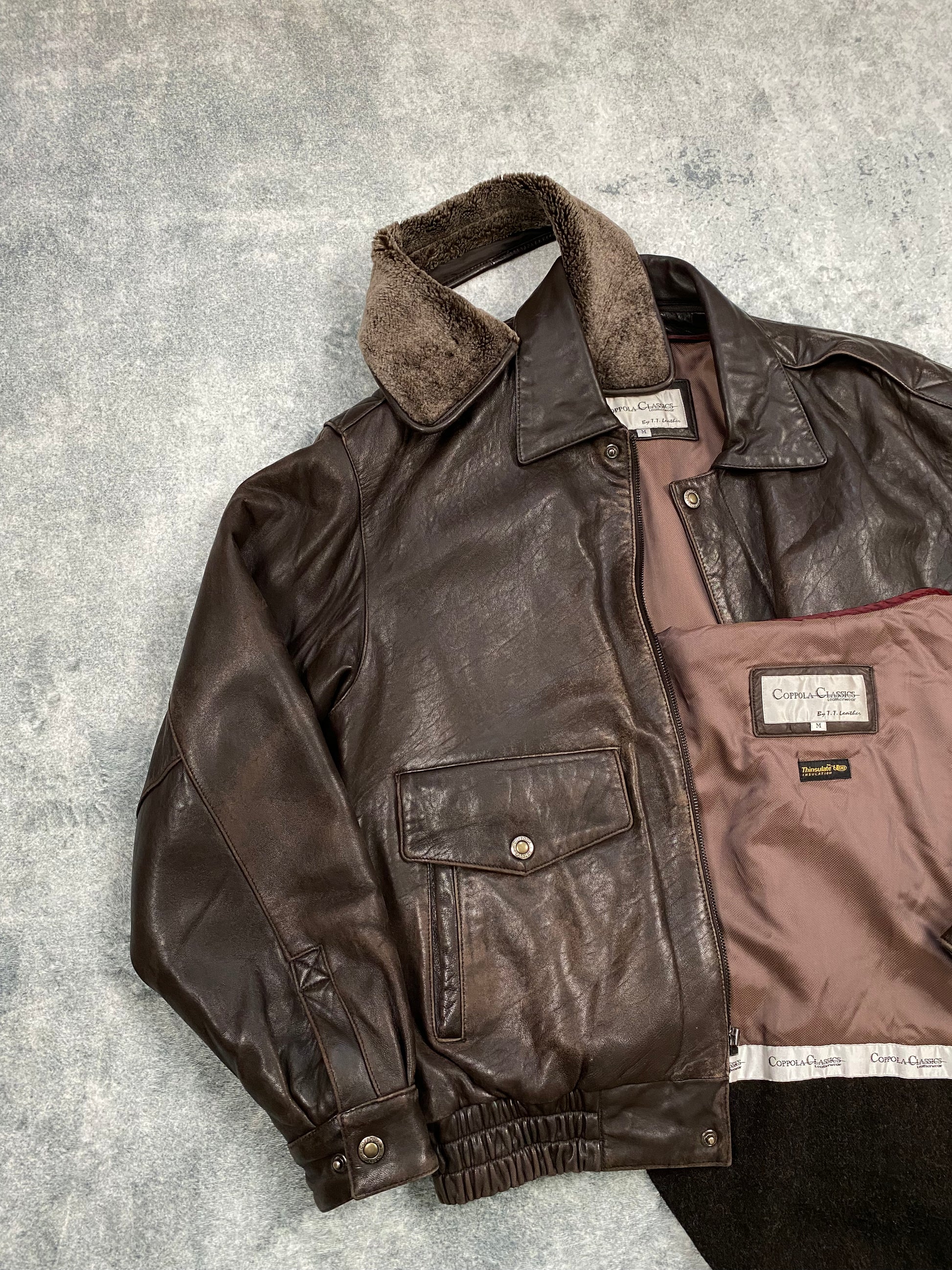 Premium Vintage Genuine Leather Jacket – Brown – Removable Lining & Collar – Boxy Fit – Size M (fits L)