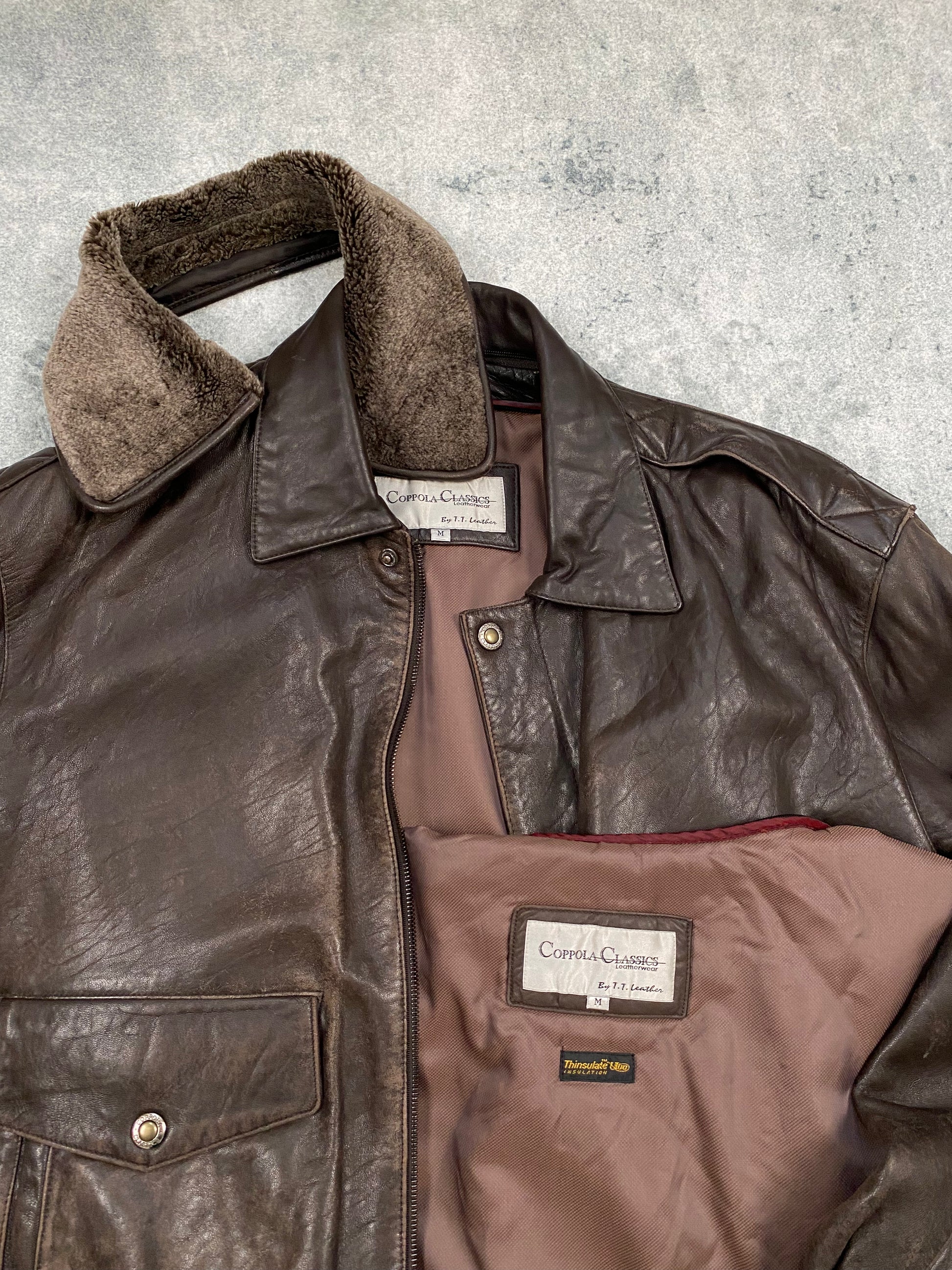 Premium Vintage Genuine Leather Jacket – Brown – Removable Lining & Collar – Boxy Fit – Size M (fits L)