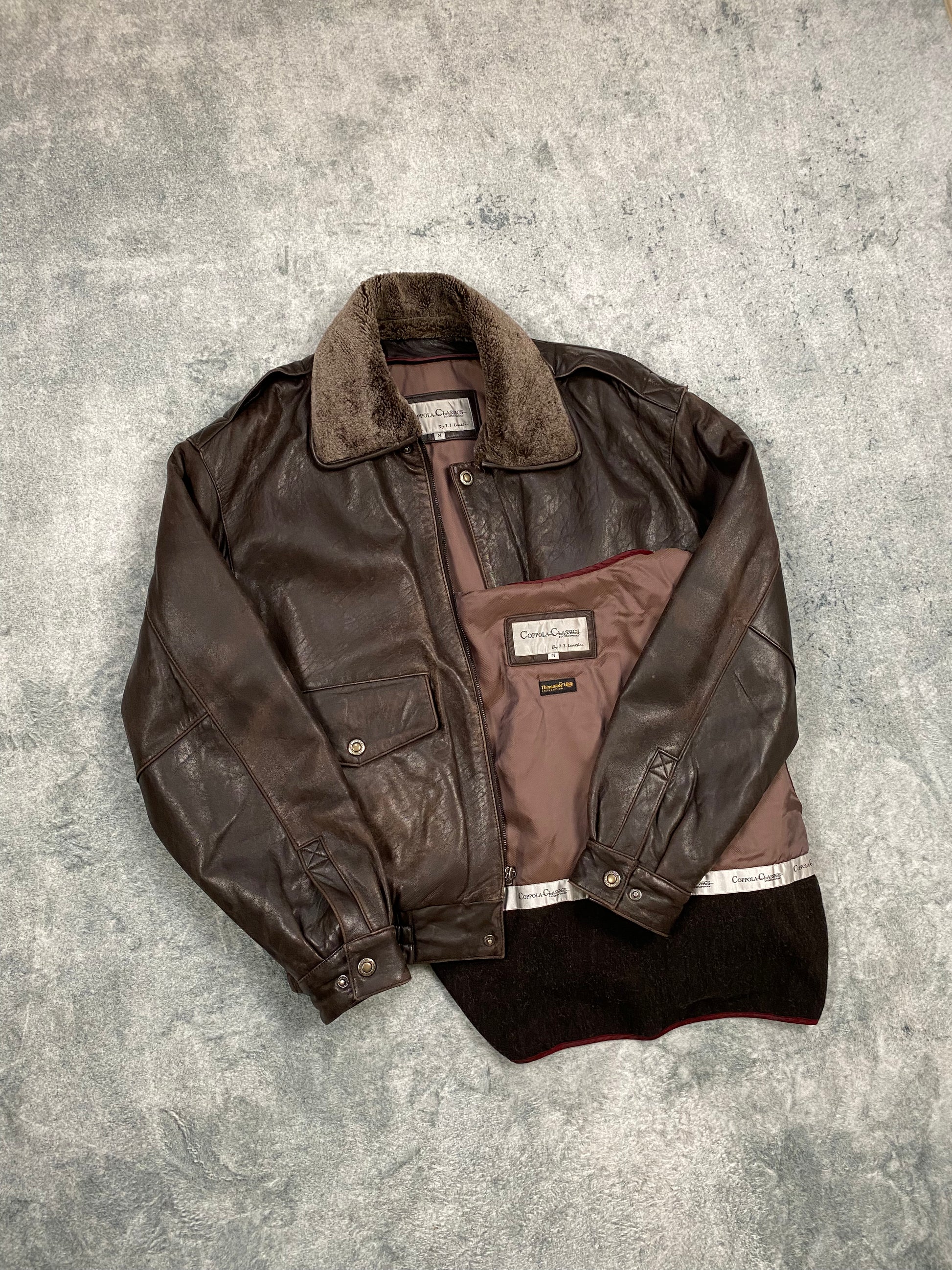 Premium Vintage Genuine Leather Jacket – Brown – Removable Lining & Collar – Boxy Fit – Size M (fits L)