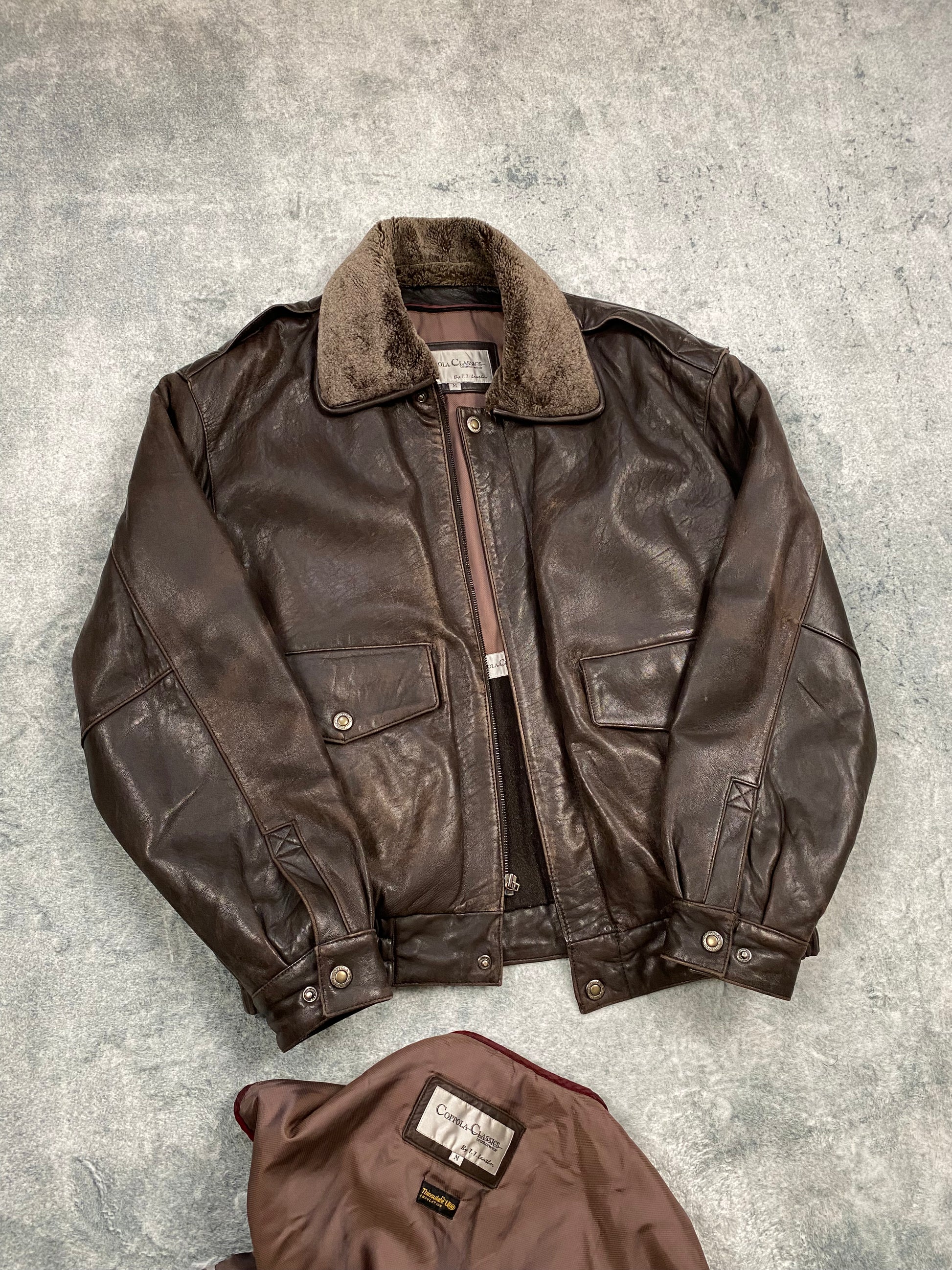 Premium Vintage Genuine Leather Jacket – Brown – Removable Lining & Collar – Boxy Fit – Size M (fits L)