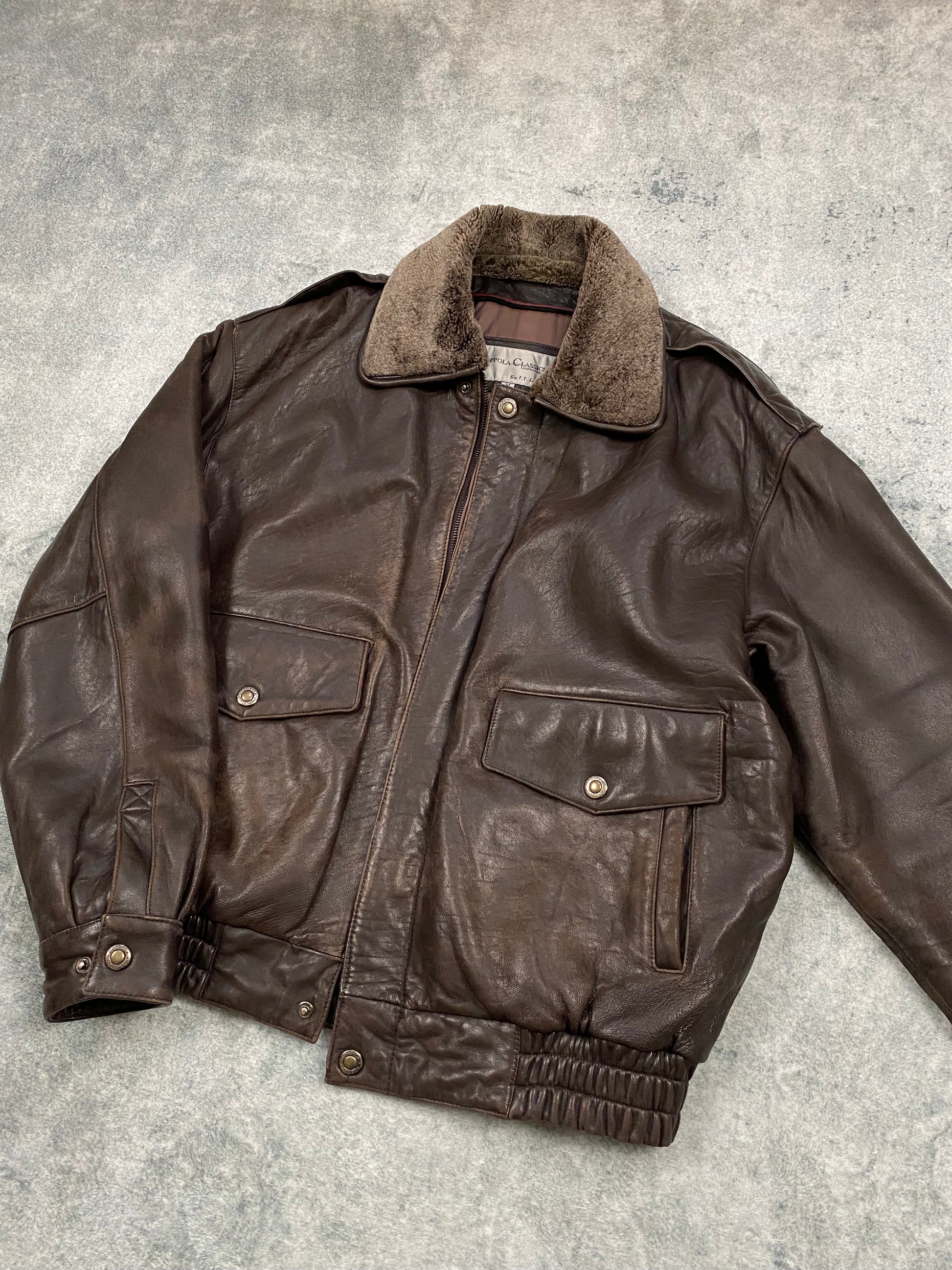 Premium Vintage Genuine Leather Jacket – Brown – Removable Lining & Collar – Boxy Fit – Size M (fits L)