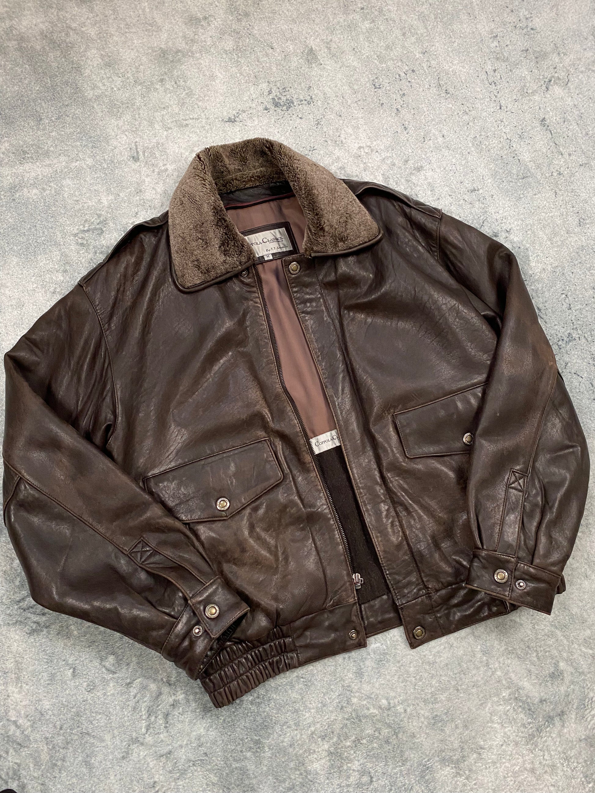 Premium Vintage Genuine Leather Jacket – Brown – Removable Lining & Collar – Boxy Fit – Size M (fits L)