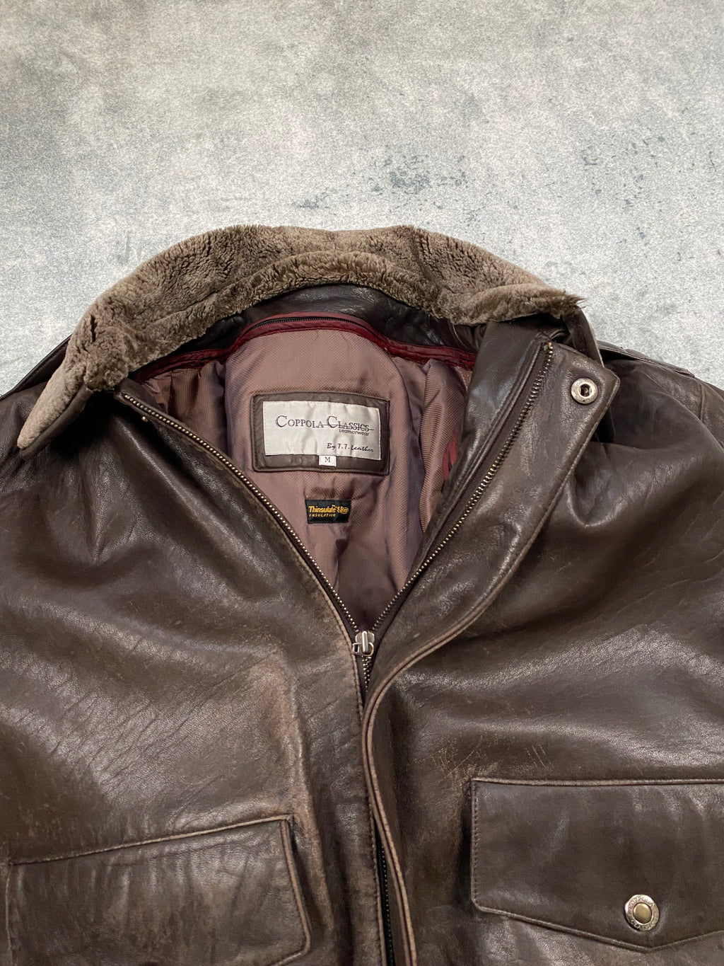 Premium Vintage Genuine Leather Jacket – Brown – Removable Lining & Collar – Boxy Fit – Size M (fits L)