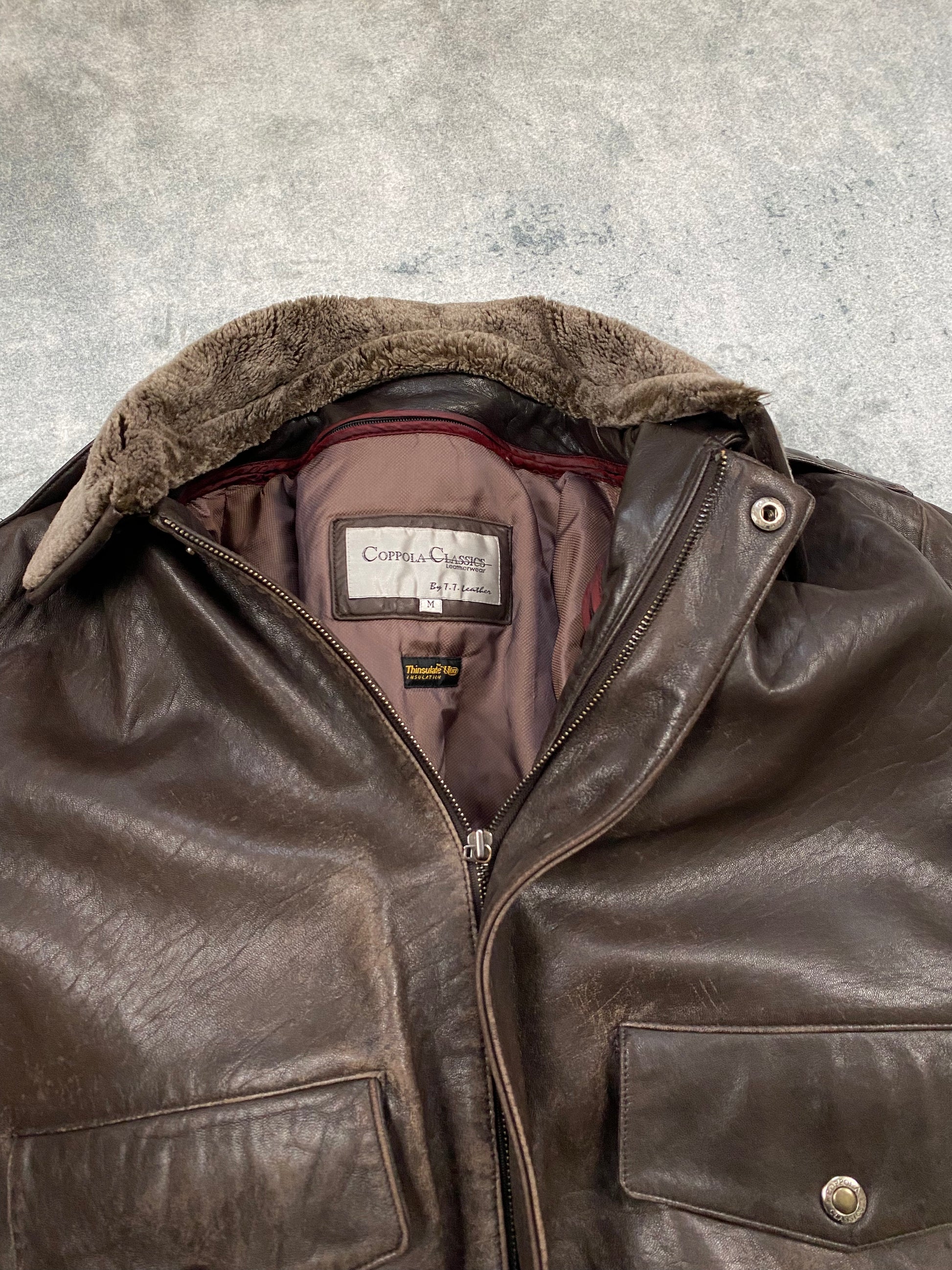 Premium Vintage Genuine Leather Jacket – Brown – Removable Lining & Collar – Boxy Fit – Size M (fits L)
