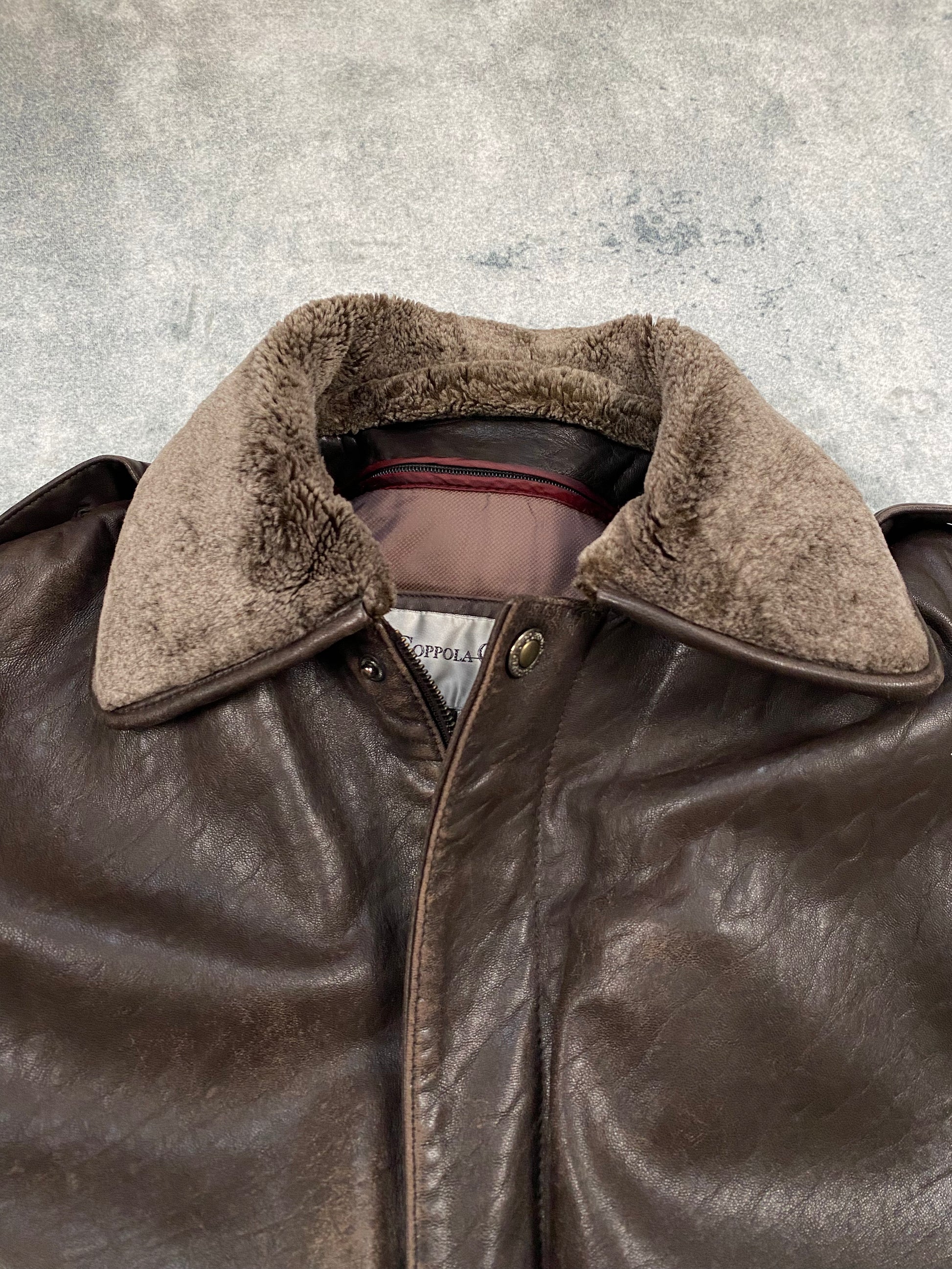 Premium Vintage Genuine Leather Jacket – Brown – Removable Lining & Collar – Boxy Fit – Size M (fits L)