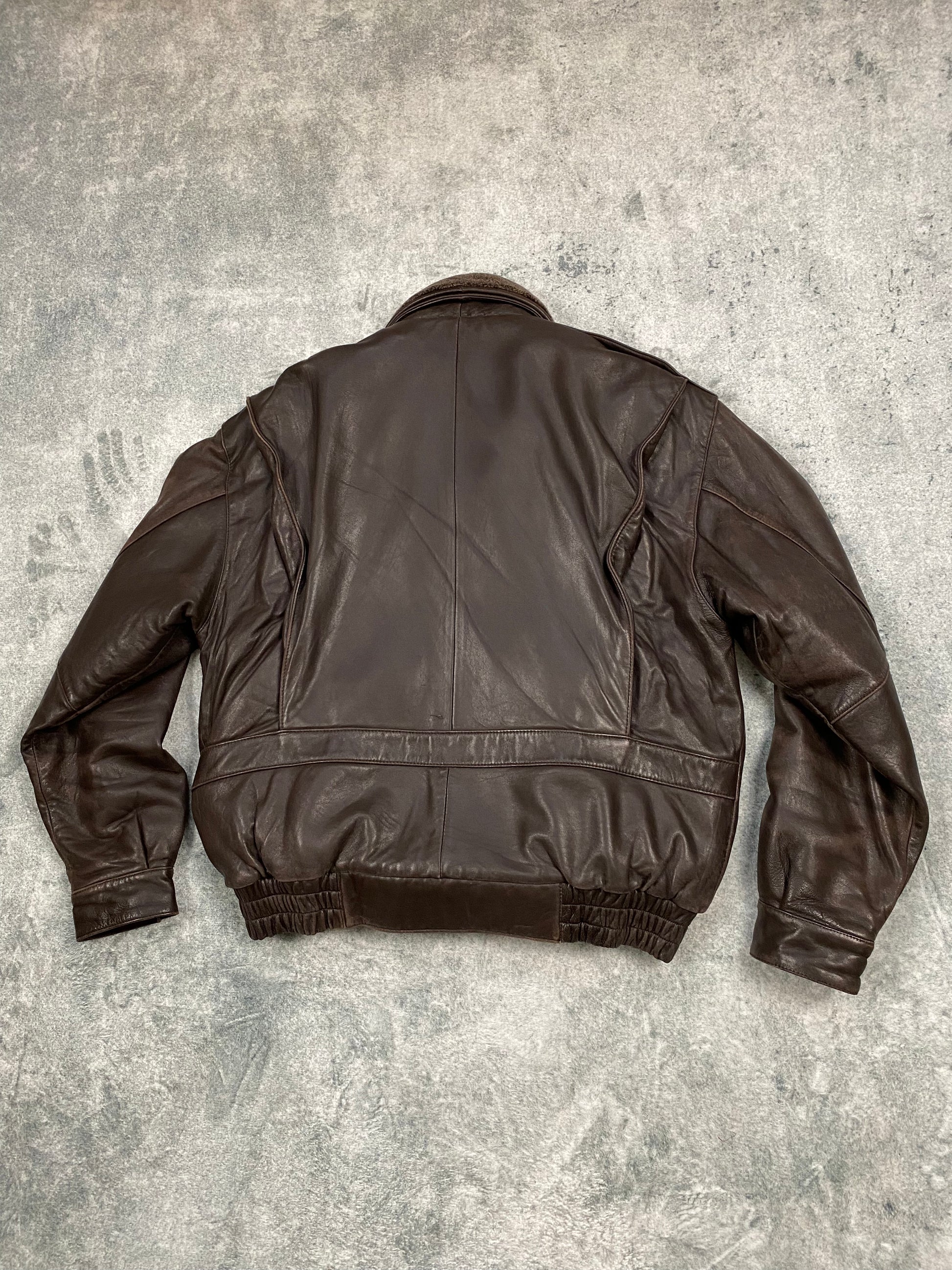 Premium Vintage Genuine Leather Jacket – Brown – Removable Lining & Collar – Boxy Fit – Size M (fits L)